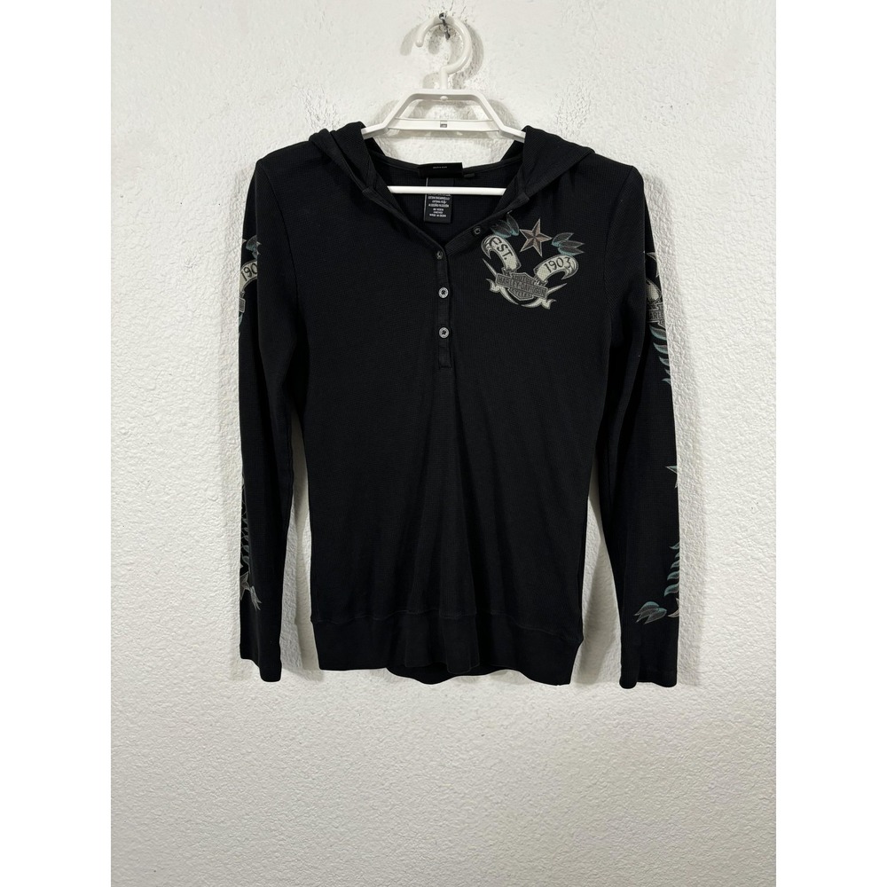 Harley-Davidson Hoodie Womens Small Tattoo Graphic Long Sleeve Motorcycle